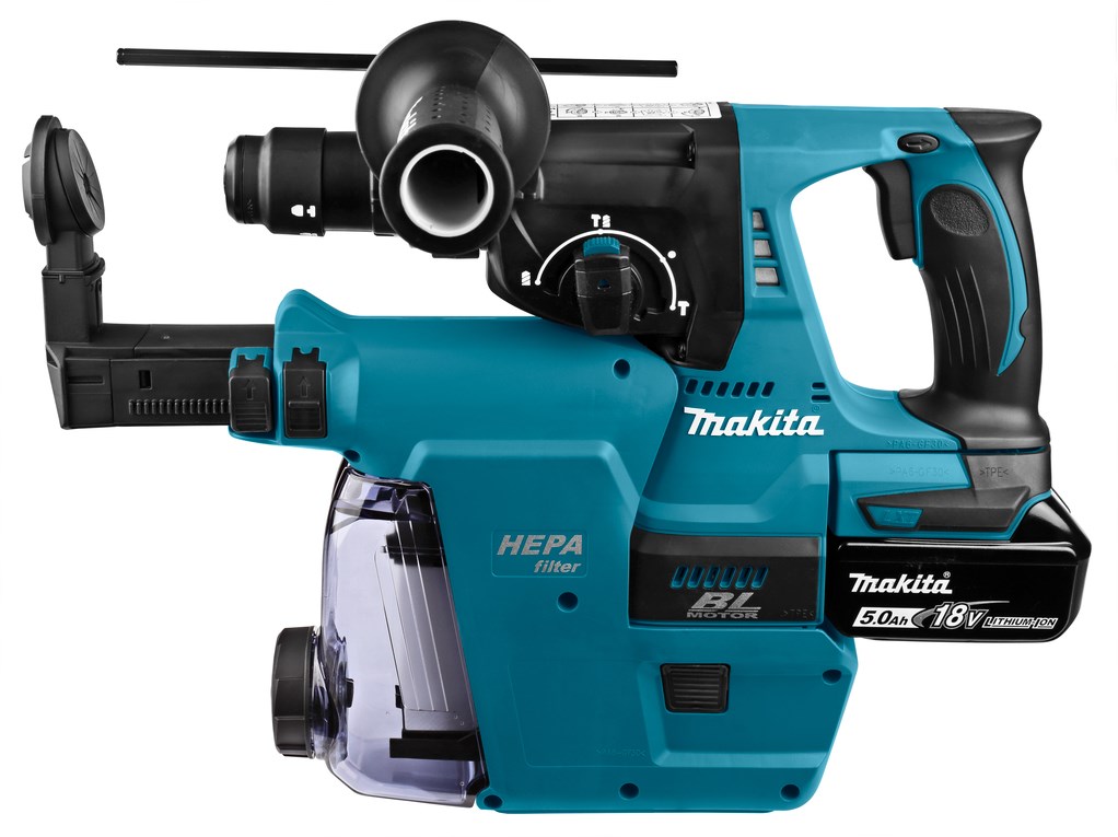 Makita DHR243RTJW | LXT accu combihamer 18V SDS-plus 24mm + stofafzuiging in Mbox (2x 5.0Ah accu + snellader) - DHR243RTJW